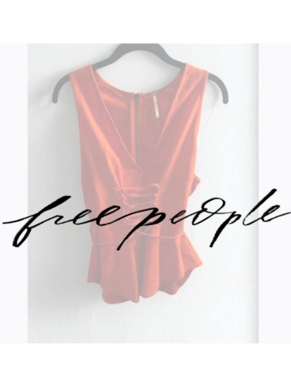 Free People Orange Sleeveless Blouse | Size S / 4 | Corset-Lace Detail